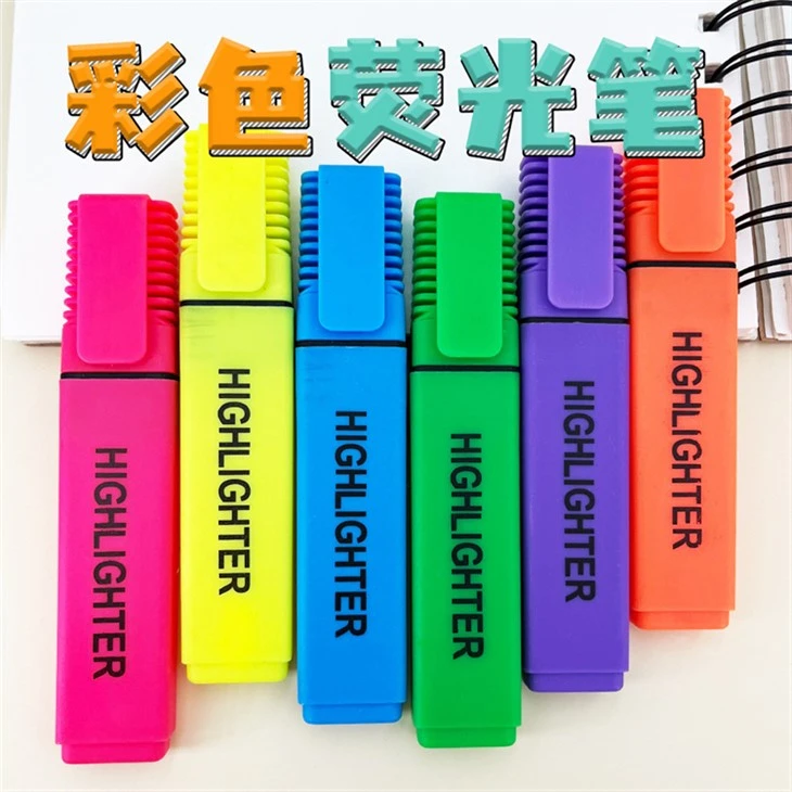 6 Koulè Mete Sirèt Koulè Highlighter Marker Pen