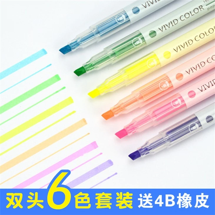 6pcs Doub-tip odè Surligneur