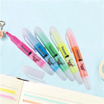 5 Koulè Pake Gwo Volim Highlighter Pen Set